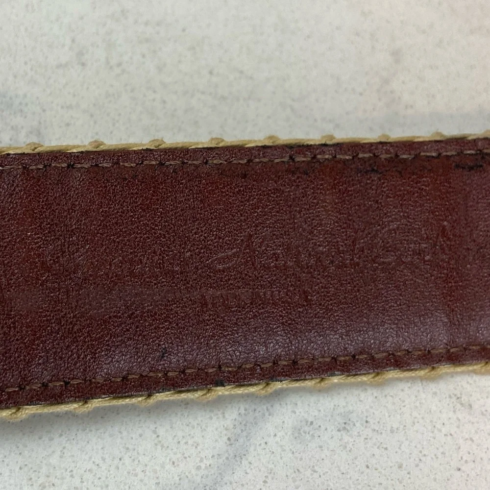 Men’s Vintage Torino Leather Cork Woven Belt Brown & Black Classic Casual Style